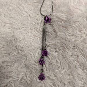Purple Rose Dangle Necklace